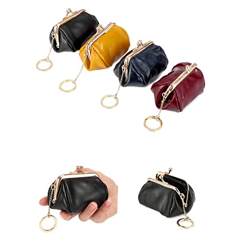PACKOVE Retro Kleine Geldbörse aus Echtem Rindsleder mit Wachsbeschichtung Robuste Damen und Kleingeldtasche für Ohrhörer und Bargeld Tragbar und Verschleißfest Gelb von PACKOVE