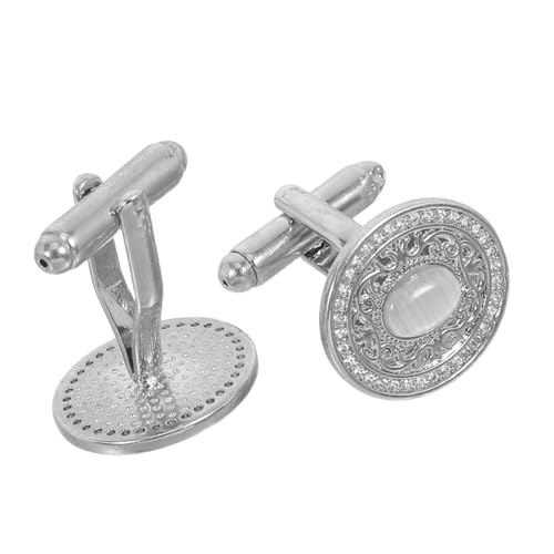 PACKOVE Retro Manschettenknöpfe Hemdschmuck Manschettenknöpfe Herrenmanschettenelemente Business Prom Smokingzubehör für Damen Kupfer Silber von PACKOVE