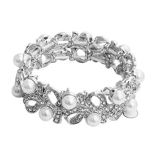 PACKOVE Retro Perlen Armband Elastisch Elegantes Handgelenkschmuck für Damen Dehnbares Wrist Band Passend zu Kleid und Hochzeitskleid Vielseitig und Stilvoll für Altersgruppen von PACKOVE