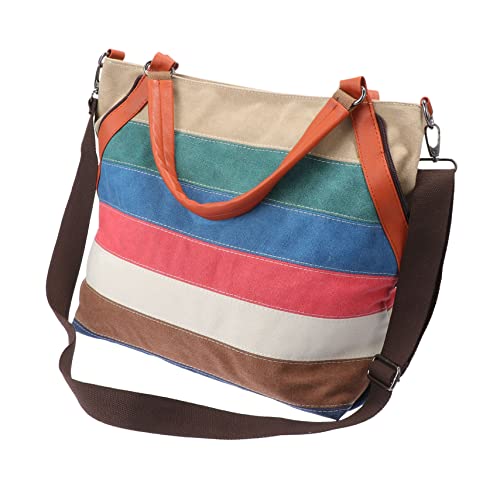 PACKOVE Retro Umhängetasche Damen Gestreift Große Kapazität Crossbody Bag Freizeit Outdoor Handtasche Phone Storage Bag Alltagstasche Elegant von PACKOVE