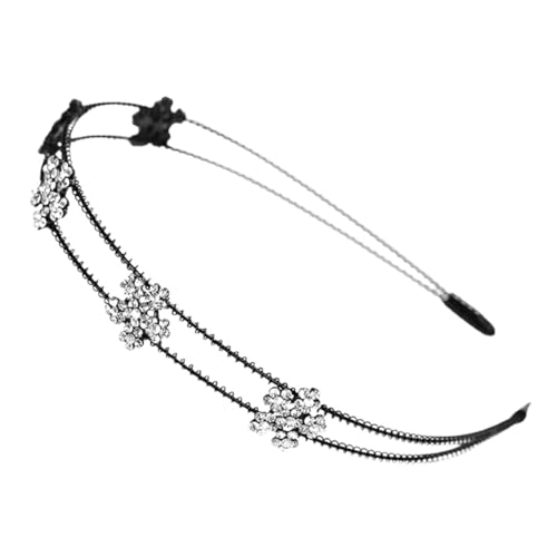 PACKOVE Rhinestone Besetztes Metall Haarband mit Doppeltem Blumenmotiv Damen Haarschmuck für Festliche Anlässe Stilvolles Stirnband Geschenkidee von PACKOVE