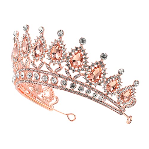 PACKOVE Rhinestone Braut Tiara Stirnband mit Barock Wassertröpfchen Design Modisches Braut Haarschmuck für Hochzeit Geburtstag und Party Langlebiges Prinzessin Diadem Roségold von PACKOVE