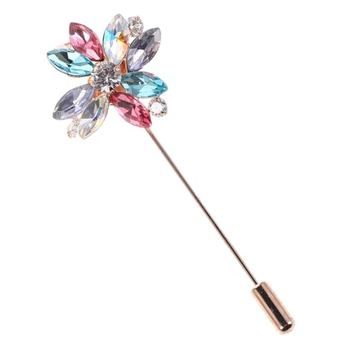 PACKOVE Rhinestone Flower Brooch Pin mit Elegantem Zirkonia Kleine Bunte Blumenbrosche Sicherer Anstecker für Mantel Pullover Schal Stilvolles Accessoire für Hochzeit Party Festliche von PACKOVE