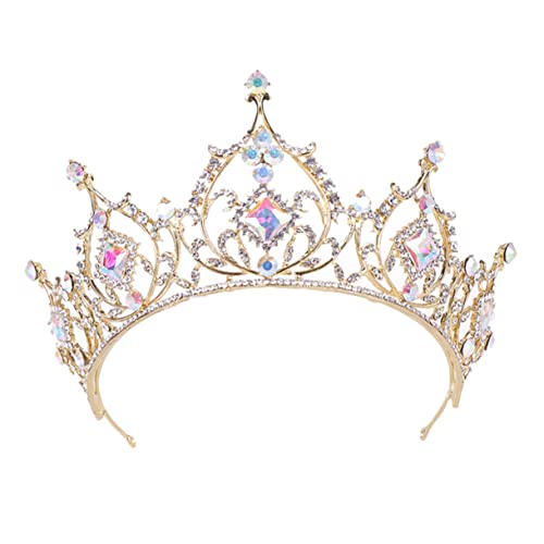PACKOVE Rhinestone Krone für Damen Braut Haarschmuck Accessoire für Hochzeiten Feste und Fotoshootings Goldfarbe für von PACKOVE