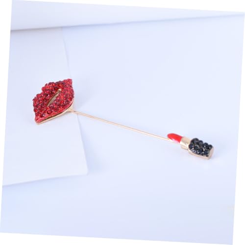 PACKOVE Rhinestone Lippenbrosche Damen Anstecknadel Roter Lippenstift Pin aus Premium Legierung Modischer Schal Hut pin für Kleidung Vielseitiger Schmuck für Damen Langlebig und Stilvoll von PACKOVE
