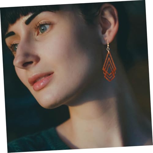 PACKOVE Rhombus Holzohrringe Damen Vintage Baumelnde Geometrische Ohrhänger Langlebig Elegantes Design für Alltag Party Hochzeit Geschenk von PACKOVE