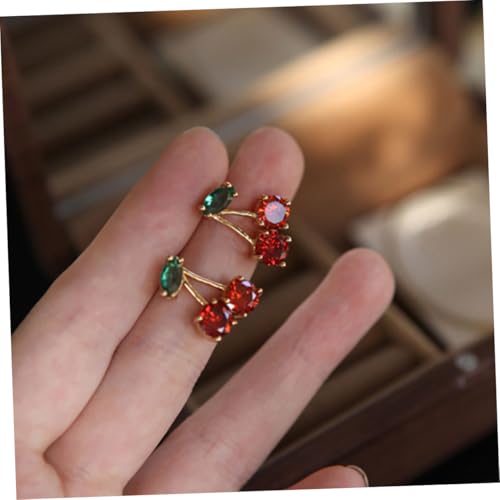 PACKOVE Rote Kirschohrringe mit Zirkonia Leichte Frucht Ohrringe Ohrstecker für Damen Einzigartiger Schmuck für Alltag und von PACKOVE