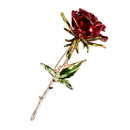 PACKOVE Rote Rosenbrosche Legierung Blumenförmiger Anstecker für Kleidung Vielseitiges Valentinstag Modisches Accessoire für Kleid Hut Handtasche Party und Hochzeit von PACKOVE