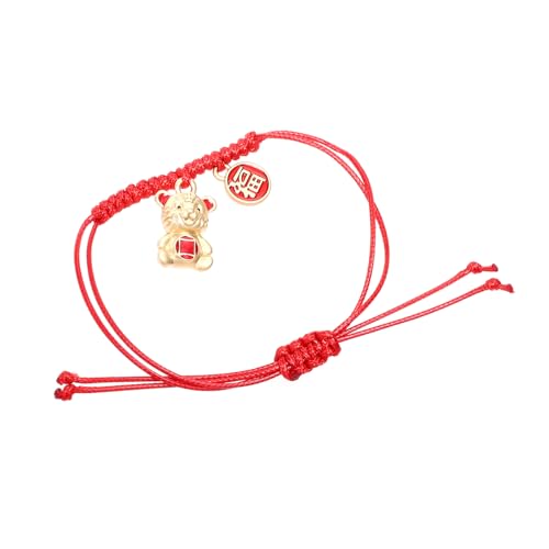PACKOVE Rotes Amulett Armband Tigerjahr Handgefertigtes Rotes Seil Armband Verstellbar Leichtes Glücksbringer Schmuck für Damen und Herren Schutz gegen Kräfte von PACKOVE