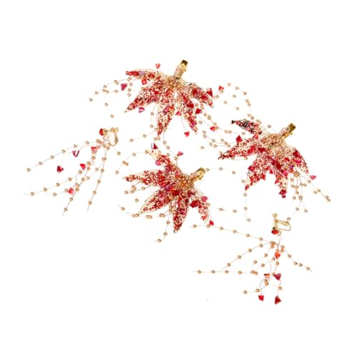 PACKOVE Rotes Schmuckset Damen Haarklammern und Ohrclips Kreative Haarspangen Modeschmuck für Hochzeit Verlobung und Geburtstag Teiliges mit Elegantem Design und Glänzender Optik von PACKOVE