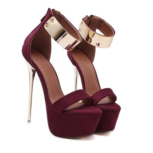 PACKOVE Sandalen Plateau sandalen Für Frauen Strand Sommerschuhe Damen Frauen Bestiegen Zehen Keil Knöchel Plattform Hadelandalen Rotwein von PACKOVE