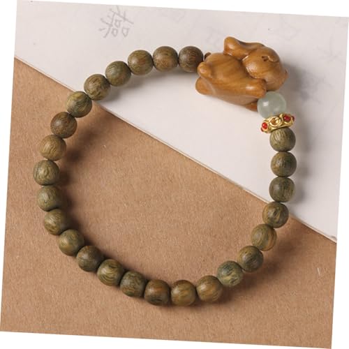 PACKOVE Sandelholz Armband Damen Grünes Sandelholz Hand Schmuck Kreatives Kaninchen Perlen Armband Für Freundinnen Geschenk Alltag Party von PACKOVE
