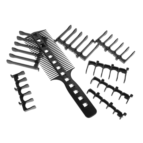 PACKOVE Satz Haarpositionierungskamm feiner Kamm Barbier Heißkamm-Glätteisen Männer kämmen Kamm mit breiten Zähnen für welliges Haar rattail kamm Fade-Tool Effilierschere Plastik Black von PACKOVE