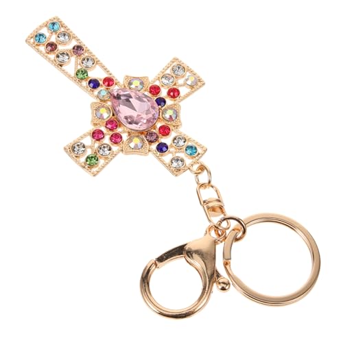 PACKOVE Schlüsselanhänger Aus Metall Als Geschenk Christliche Geschenke Kreuzschlüsselhalter Geldbörsenanhänger Schlüsselanhänger Mit Religiösem Kreuz Fräulein Kristall Schmuck Diamant von PACKOVE