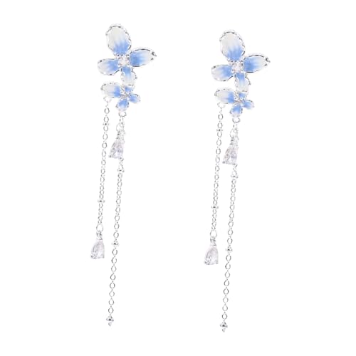PACKOVE Schmetterlings-ohrstecker Mit Kristallquaste Blumen-design Ohrringe Baumelnde Tropfenohrringe Mit Zirkonen Langanhaltend Glänzend Für Hochzeit Und Festlichkeiten von PACKOVE