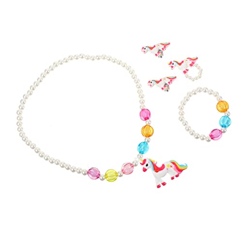 PACKOVE Einhorn Schmuckset Für Mädchen Mit Ring Armband Halskette Und Ohrringen Leuchtende Farben Kreativer Stil Für Partys Und Fotografie von PACKOVE