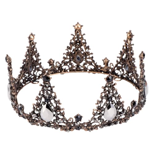 PACKOVE Schwarze Brautkrone mit Kristallbesatz Retro Brautschmuck Haarschmuck für Hochzeit Party und Fotografie Crown Head Accessory für Festliche Anlässe von PACKOVE