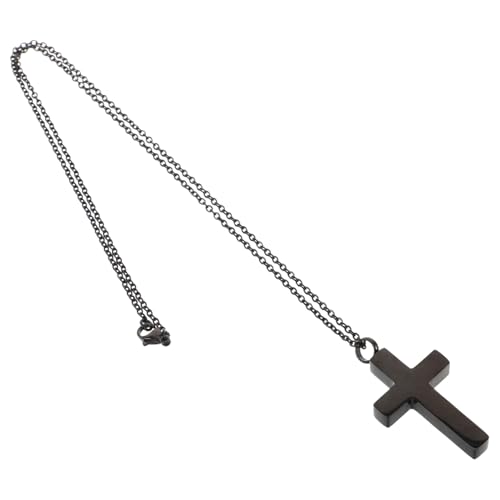 PACKOVE Kreuz-halskette Mit Urnenanhänger Aus Edelstahl Schwarzes Kreuz Gedenkschmuck Anhänger Zum Öffnen Für Erinnerungen Oder Haare Praktisches Andenken Für Frauen Und Männer von PACKOVE