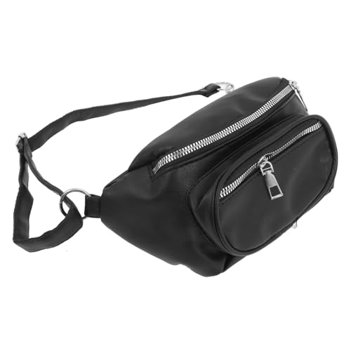 PACKOVE Schwarze Taillen gürteltasche mit Kette Modische Kleine Bauchtasche und Crossbody umhängetasche für Damen für Alltag Einkaufen Arbeit Vielseitig und Kompakt von PACKOVE