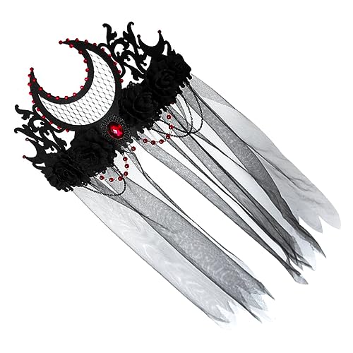 PACKOVE Schwarzer Netz Haarreif Gothic Halloween Haarschmuck Elastisch für Kostüm Party Cosplay Bühne von PACKOVE