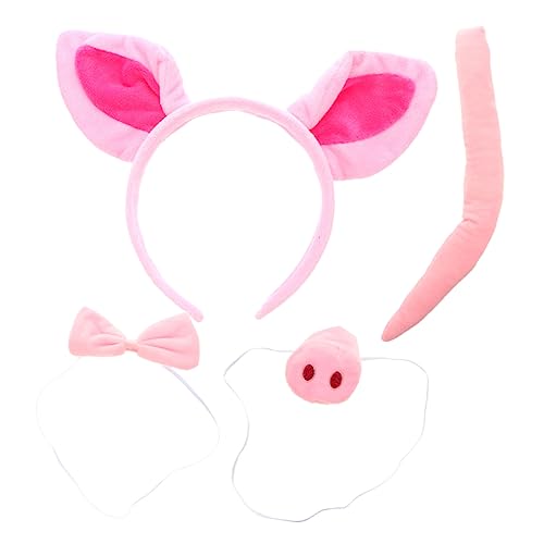PACKOVE Schweine Kostüm Mit Ohr Stirnband Und Falscher Nase Tierkostümset Für Party Cosplay Requisiten Dekoratives Kinderkostüm Und Bowtie Included von PACKOVE