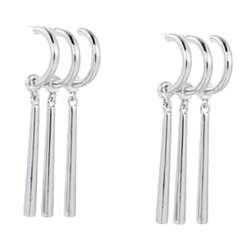 PACKOVE Silberfarbene Lange Quasten Klauen Ohrringe für Damen Minimalistisches Design Ohrmanschette für Einzelne Ohrlöcher Ohrhänger aus Langlebiger Zinklegierung für Alltag und Party von PACKOVE