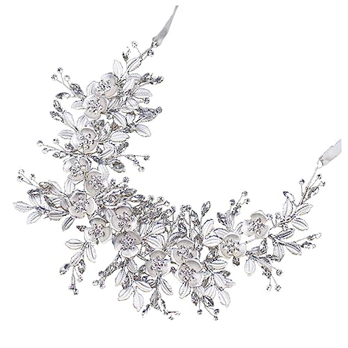 PACKOVE Silberfarbener Damen Haarreif mit Blumen und Strasssteinen Handgefertigtes Haarschmuck Accessoire für Braut und Festliche Anlässe Verstellbares Stirnband für Alltag und Party PACKOVE Silberfarbener Damen Haarreif mit Blumen und Strasssteinen Handgefertigtes Haarschmuck Accessoire für Braut und Festliche Anlässe Verstellbares Stirnband für Alltag und Party von PACKOVE