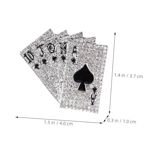 PACKOVE Spielkarten brosche mit Strassbesatz Unisex Anstecknadel Modisches Accessoire für Pullover Hemden Schals Sicherer Halt Leichte Legierte Metallverarbeitung Hiphop inspiriert von PACKOVE