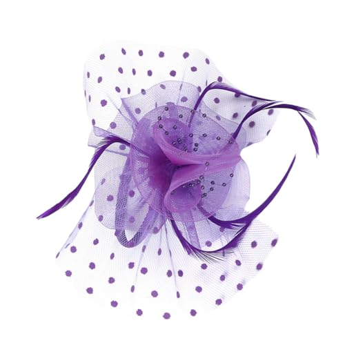 PACKOVE Spitzenblumenhut Hochzeits- Faszinator- Hut. Fascinatoren Für Damen Haarpflegezubehör Top-hat-stirnband Damen Stirnbänder Mesh-hut Gittergewebe Braut Abschlussball Violett von PACKOVE