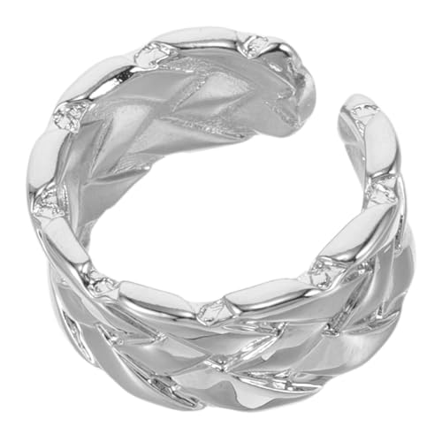 PACKOVE Stapelbarer Offener Krallenring für Damen Herren Verstellbarer Gewebter Ring Langlebigem Kupfer Silberner Hochzeitsversprechungsring Vielseitig für Besondere von PACKOVE