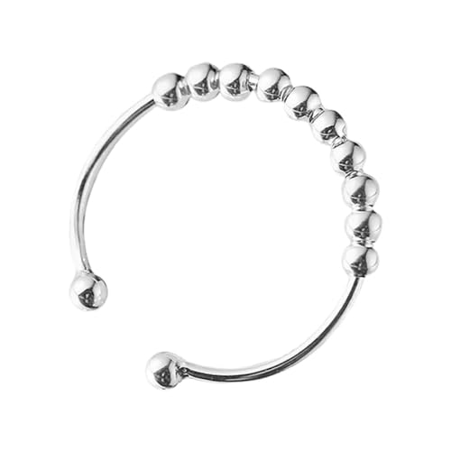 PACKOVE Sterling Silber Beaded Ring Offenes Design Verstellbar Damen Vintage Stil Stapelbar Handwerk Elegant Für Alltag Engagement von PACKOVE