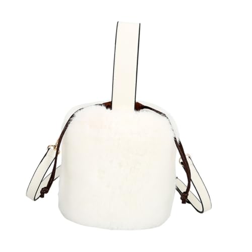 PACKOVE Stilvolle Weiße Bucket Bag Handtasche Damen Schultertasche Modisch mit Mittlerem Stauraum für Handy Lippenstift Vielseitig für Party Shopping Strand von PACKOVE