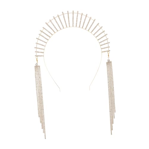 PACKOVE Stirnband Mit Strassquaste Stirnbänder Zubehör Göttin Kopfbedeckung Braut- Schmuck Quastenkette Perücke Kopftuch Für Damen Strasssteine Gothic Funkeln Abschlussball Golden Eisen. von PACKOVE