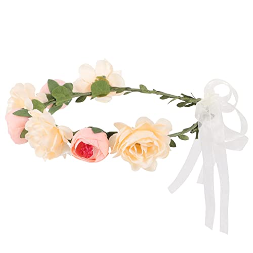 PACKOVE Strandgirlande rosa Stirnband Haarband Halo-Foto-Requisite Hochzeit Haarrebe haarschmuck Tiara Kopfbedeckung Stirnband Bohemien Kranz Requisiten Blumen Braut Stoff von PACKOVE