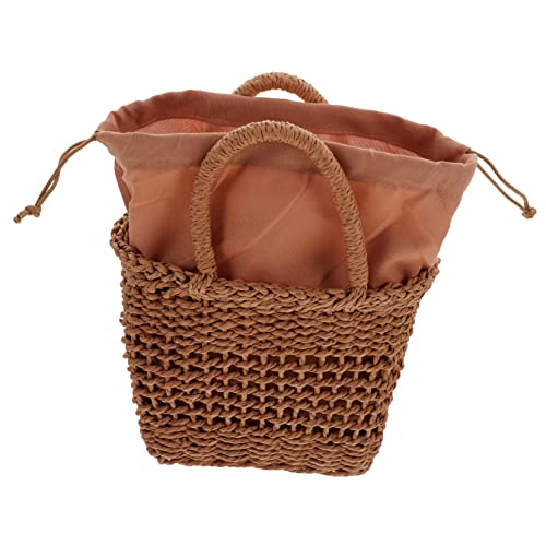 PACKOVE Strandtasche Damen Stroh Gewebt Kleine Umhängetasche Kordelzug Sommerhandtasche Leicht Schultertasche Casual für Handy Alltag Party Urlaub von PACKOVE