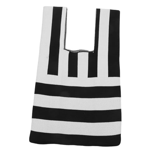 PACKOVE Strapazierfähige Gestrickte Tote Bag Damen mit Großem Fassungsvermögen Modisches Gestreiftes Design Vielseitige Gewebte Handtasche für Alltag Büro und Freizeit Umhängetasche mit von PACKOVE