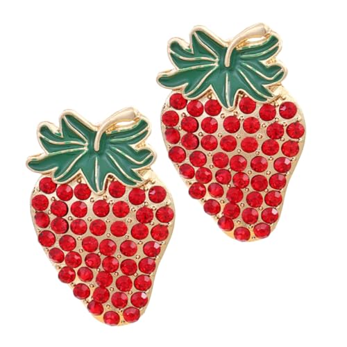 PACKOVE Strass Erdbeer Ohrstecker mit Öldesign Kurze Frucht Ohrringe Damen Schmuck Accessoires für Stilvolle und Feminine Outfits von PACKOVE