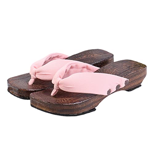PACKOVE Stylische Damen Clogs Japanischer Stil Sandalen mit Flacher Rutschfester Sohle Bequeme Hausschuhe für Sommer und Freizeit Modische Pantoletten in Zartem Rosa von PACKOVE
