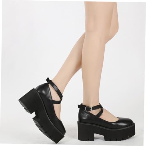 PACKOVE Stylische Damen Sandalen mit Dicker Plateau sohle Eleganten Kreuzriemen und Atmungsaktivem Material Rutschfest und Bequem für Sommer Freizeit und Besondere Anlässe Schwarz von PACKOVE