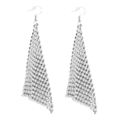 PACKOVE Stylische Lange Ohrhänger Damen mit Funkelnden Strasssteinen Rhinstone Dangler Ohrringe Leicht und Langlebig Eleganter Schmuck für Hochzeit und Alltag von PACKOVE