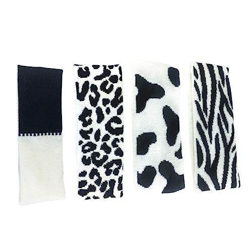 PACKOVE Teiliges Strickhaarbänder mit Kuhmuster Elastische Haarbänder für Sport Makeup und Freizeit Bequem und Langlebig Schwarz und Weiß für Damen und Herren von PACKOVE