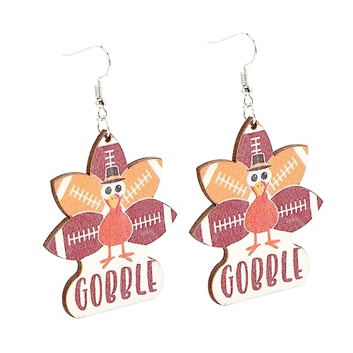 PACKOVE Thanksgiving Holz Ohrringe Damen Baumelnde Truthahn Ohrhänger Festliche Schmuck Geschenkidee Holzschmuck für Erntedankfest und Partys von PACKOVE
