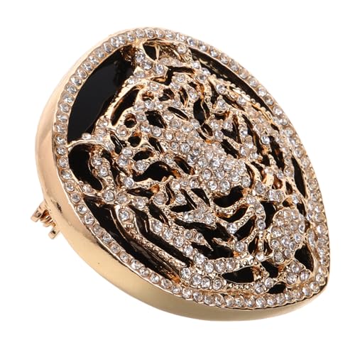 PACKOVE Tigerkopf Brosche mit Strasssteinen Modische Anstecknadel für Damen und Herren Langlebige Broschennadel für Kleidung Schals Rucksäcke und Besondere Anlässe Goldfarben von PACKOVE