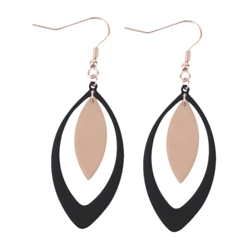 PACKOVE Titanstahl Ohrstecker Damen Zweifarbig Hohlgearbeitetes Design Leicht und Langlebig Modischer Schmuck für Alltag und Party Elegantes für Frauen von PACKOVE