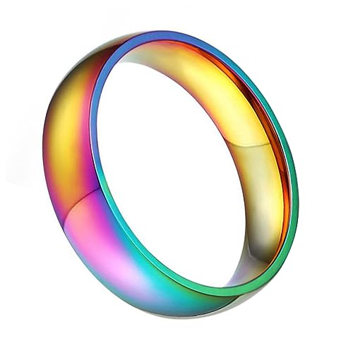 PACKOVE Titanstahl Regenbogenring für Frauen Wasserdichter Modischer Fingerring mit Bunten Akzenten von PACKOVE