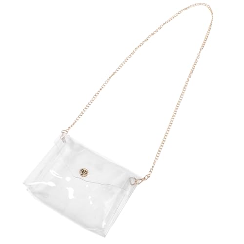 PACKOVE Transparente Crossbody Tasche Damen mit Kette PVC Metall Material Leichte Schultertasche für Karten Handy Kosmetik für Konzert Sport Alltag von PACKOVE