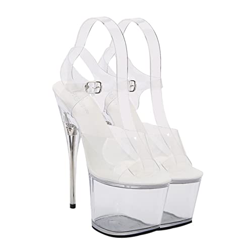 PACKOVE Transparente Damen High Heels Sandaletten mit Rutschfester Sohle Outdoor Sommerschuhe für Partys Hochzeit und Alltag Stabile Absätze Modisch Kombinierbar von PACKOVE