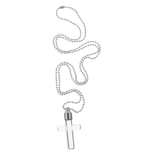 PACKOVE Transparente Kreuzanhänger Halskette aus mit Glasfläschchen Urnen Kette Verstellbare Gedenkschmuck für Damen Erinnerungsschmuck für Ewige Verbundenheit von PACKOVE