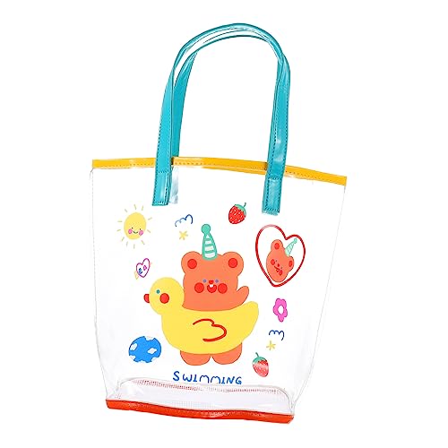 PACKOVE Transparente Strandtasche PVC Handtasche mit Niedlichem Bärenmotiv Strapazierfähige Verschleißfeste Beach Tote Bag für Damen und Mädchen Geräumige Vielseitige Urlaubstasche von PACKOVE