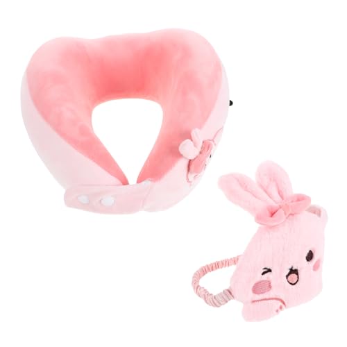 PACKOVE U-förmiges Nackenkissen Und Schlafmaske Hasenform Reisekissen Für Flugzeug Zug Auto Büro Zuhause Nackenstütze Zum Schlafen Lichtblockierende Augenmaske von PACKOVE